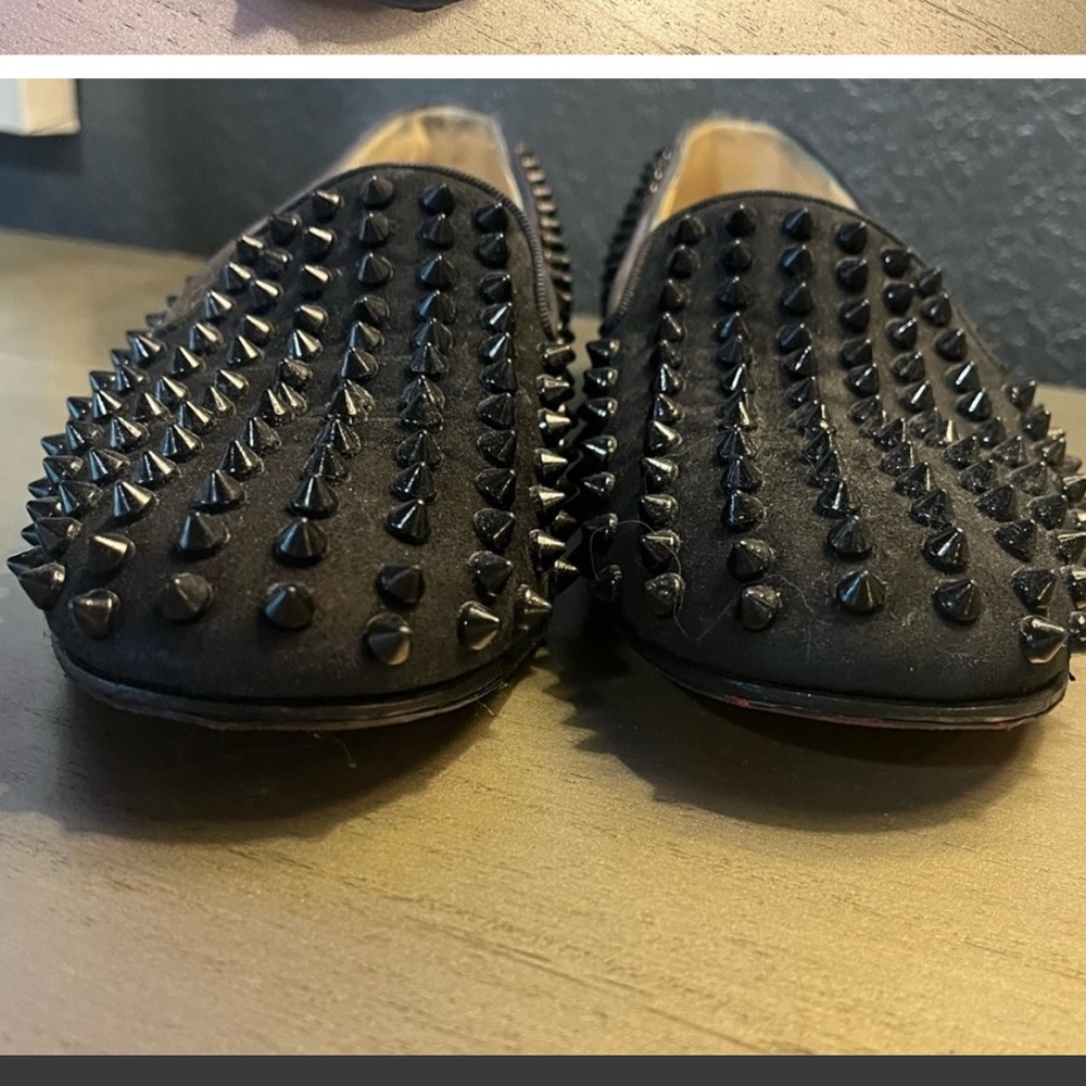 Christian Louboutin Black Spiked Loafers - Picture 3 of 11